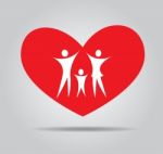 Illustration Of Family Icons In Heart, On Gray Background Stock Photo