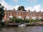 Houses Along The River Dee At Chester Stock Photo