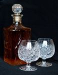 The Decanter And Crystal Bocals Stock Photo