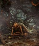 Monster Creature Woman In Creepy Forest,3d Illustration Stock Photo