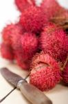 Fresh Rambutan Fruits Stock Photo