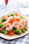 Shrimp Stir-fried With Broccoli Stock Photo