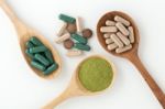 Herbal Medicine In Capsules Stock Photo