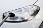 Washing Car Lamp Stock Photo