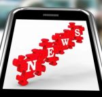 News On Smartphone Showing Online Journalism Stock Photo