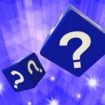 Question Mark Dice Background Showing Confusion Stock Photo