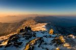 Deogyusan Mountains At Sunrise In Winter, South Korea Stock Photo