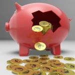 Broken Piggybank Showing European Savings Stock Photo