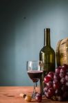 Red Wine Grapes On A  Table Stock Photo