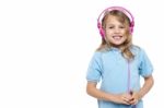 Pretty Young Girl Enjoying Music Stock Photo