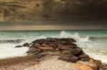 Storm Over Breakwater Stock Photo