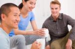 Diverse Group Of Friends Drinking Coffee Stock Photo