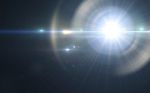 Anamorphic Blue Lens Flare Isolated On Black Background For Overlay Design Or Screen Blending Mode Stock Photo