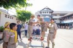 Student 9-10 Years Old, Scout In Adventure Activities, Scout Camp School Bangkok Thailand Stock Photo