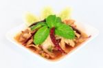 Hot Spicy Thai Cuisine Pork Salad Stock Photo