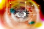 Human Eye On Technology Design Background Stock Photo