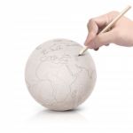 Stroke Drawing Europe Map On Paper Ball Stock Photo