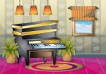 Cartoon  Illustration Interior Music Room With Separated Layers Stock Photo