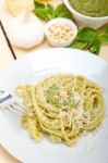 Italian Traditional Basil Pesto Pasta Ingredients Stock Photo