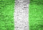 Nigeria Flag Painted On Wall Stock Photo