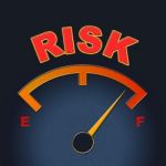 Risk Gauge Shows Display Caution And Failure Stock Photo