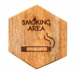 Wooden Designated Smoking Area Sign Stock Photo