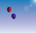 Red And Blue Balloons Floating Stock Photo