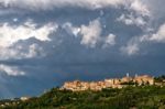 View Up To Montepulciano Tuscany Stock Photo