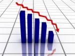 3d Falling Graph With Red Arrow Stock Photo