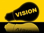 Vision Lightbulb Indicates Plans Plan And Target Stock Photo