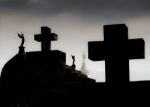 Gravestones And Crosses In The Christian Cemetery Stock Photo