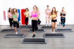 Group Of Women On Steppers Stock Photo