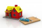 Concept Of Loan. House And Mousetrap Stock Photo