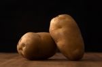 Potato Still Life Wood Black Background Stock Photo