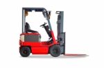 Red Forklift Truck Shot On White Background Stock Photo