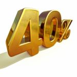 3d Gold 40 Forty Percent Discount Sign Stock Photo