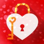 Hearts Lock Means In Love And Adoration Stock Photo