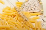 Italian Pasta Penne With Wheat Stock Photo