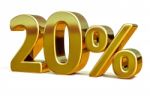 3d Gold 20 Twenty Percent Discount Sign Stock Photo