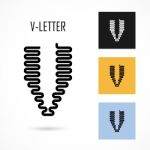 Creative V- Letter Icon Abstract Logo Design  Template Stock Photo