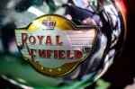 Emblem On A Royal Enfield Motorcycle In The Motor Museum At Bour Stock Photo