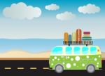  Passenger Van Car With Seascape Background Stock Photo