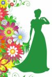 Woman In Flowers Multicolor Stock Photo