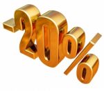 3d Gold 20 Twenty Percent Discount Sign Stock Photo