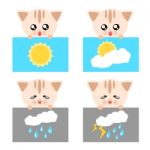 Paper Cat Weather Icon Illustration Stock Photo