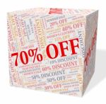 Seventy Percent Off Indicates Closeout Offers And Retail Stock Photo