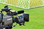 Video Camera Back Football Goal Stock Photo