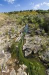 Beautiful Spring View Of A Countryside Stream Of Water Located In Portugal Stock Photo