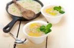 Hearty Middle Eastern Chickpea And Barley Soup Stock Photo