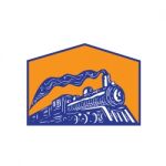 Steam Locomotive Train Coming Crest Retro Stock Photo